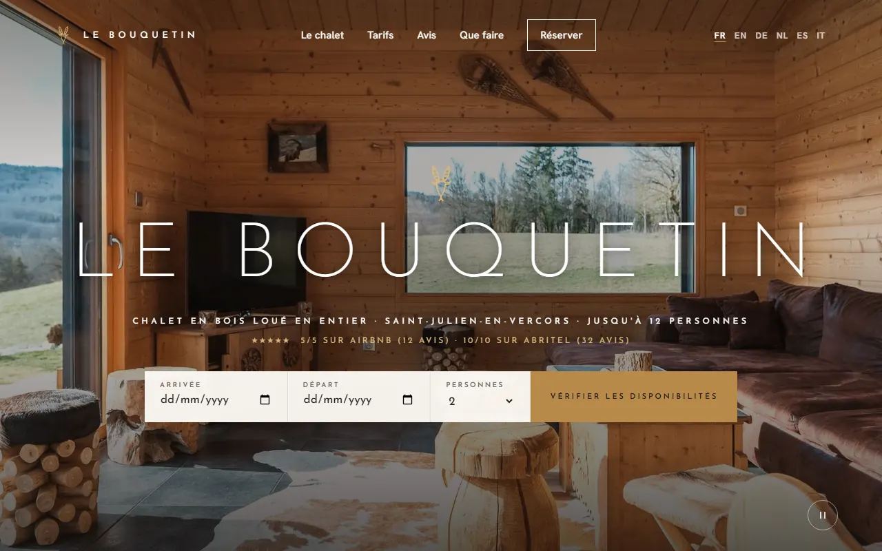 Page d'accueil du site Le Bouquetin, sur ordinateur